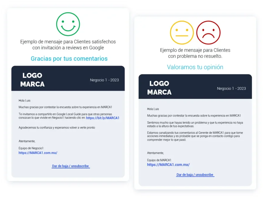 Respuestas automáticas al feedback del cliente